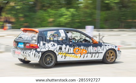 CHIANG MAI, THAILAND - JUNE 06: Undefined Drivers race wheel-to-wheel on Raceway (Temporary street ) , JUNE 06, 2015 in Chiang Mai, Thailand.