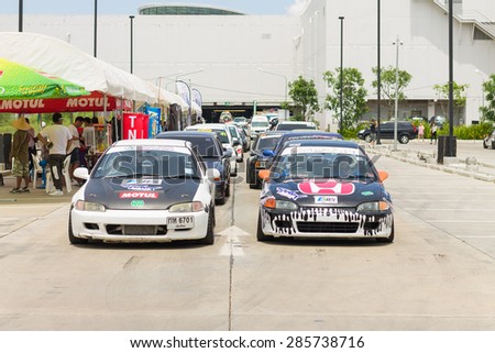 CHIANG MAI, THAILAND - JUNE 06: Undefined Drivers race wheel-to-wheel on Raceway (Temporary street ) , JUNE 06, 2015 in Chiang Mai, Thailand.