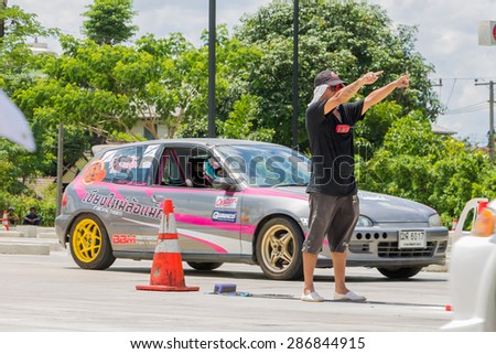 CHIANG MAI, THAILAND - JUNE 07: Undefined Drivers race wheel-to-wheel on Raceway (Temporary street ) , JUNE 07, 2015 in Chiang Mai, Thailand.
