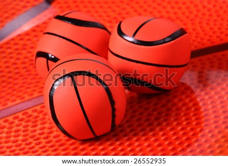 mini soft basketballs on a serving tray decorated like a basketball