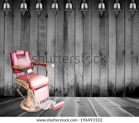 Antique barber chair in room