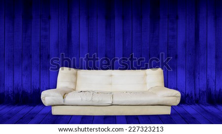 old sofa in room