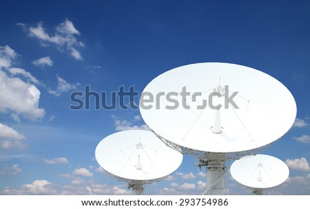 satellite dish antennas with blue sky
