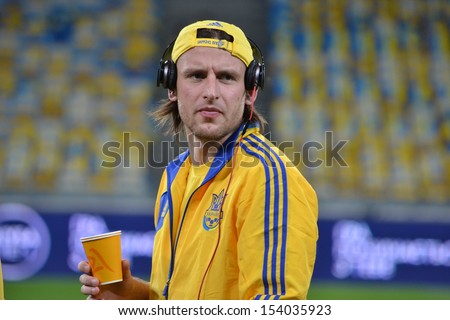 KIEV, UKRAINE - SEP 10: Dedechko before the qualifying match 2014 World Cup between Ukraine vs England, 10 September 2013, NSC Olympic Stadium, Kiev, Ukraine