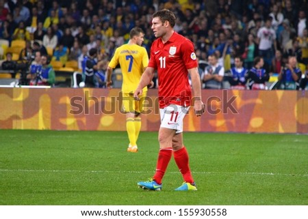 KIEV, UKRAINE - SEP 10: James Milner during the qualifying match 2014 World Cup between Ukraine vs England, 10 September 2013, NSC Olympic Stadium, Kiev, Ukraine