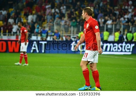 KIEV, UKRAINE - SEP 10: James Milner during the qualifying match 2014 World Cup between Ukraine vs England, 10 September 2013, NSC Olympic Stadium, Kiev, Ukraine