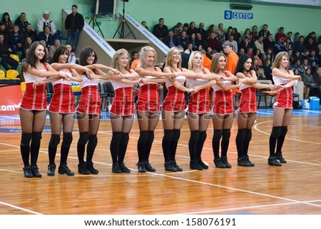 CHERKASSY, UKRAINE - OCT 11: Performs cheerleaders \