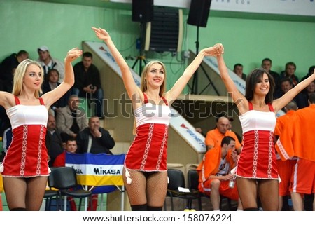 CHERKASSY, UKRAINE - OCT 11: Performs cheerleaders 