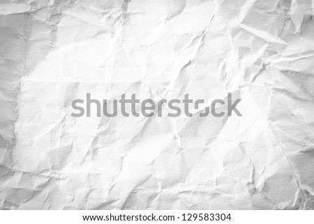 Texture or background of white crumpled paper full frame