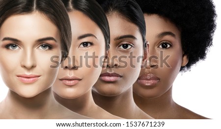 Multi-ethnic beauty. Different ethnicity women - Caucasian, African, Asian and Indian. Foto stock © 