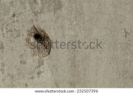 Bullet hole in the wall