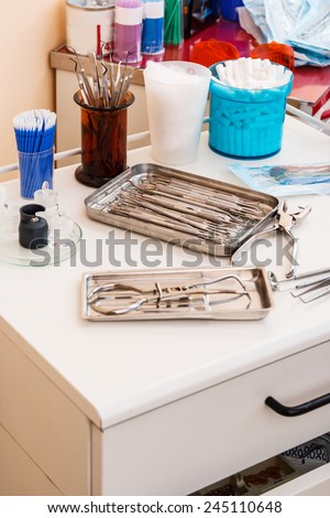 Workplace in dentist cabinet