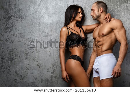 Sexy and fit couple in underwear