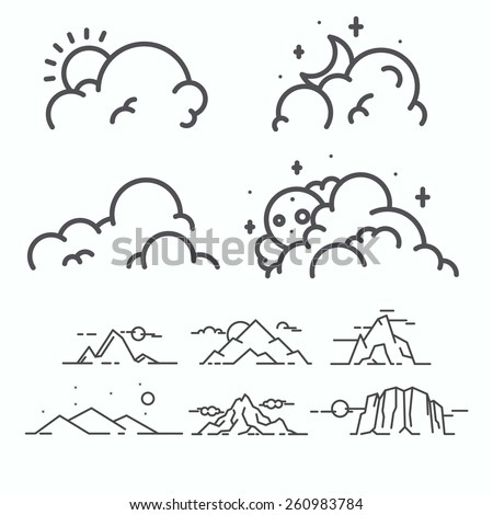 Vector linear clouds collection.