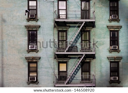 Urban Building Wall Texture with windows and Fire Escape