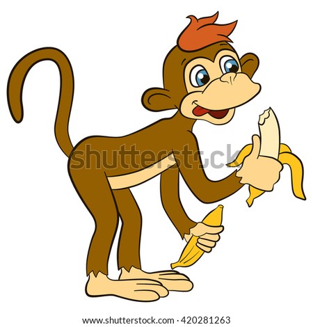 Monkey Eating Banana clip art Free Vector / 4Vector