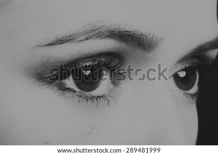 Beautiful female eye. Black and white photography.