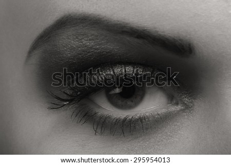 Beautiful female eye. Make-up on the eye. Beauty fashion photography.