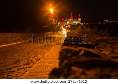 Medieval castle at night. View of a beautiful castle at night.