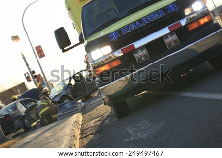 An accident scene on the road of a country