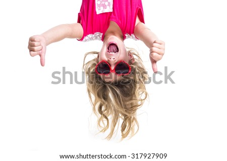 A Little girl with upside down head 商業照片 © 