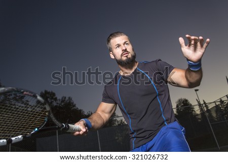 A tennis player having fun to play