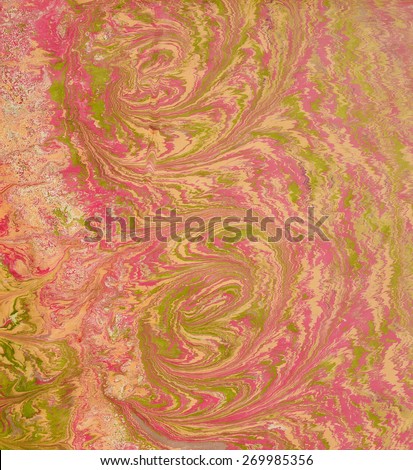 traditional Turkish Ebru technique. painting on water, followed by paper prints