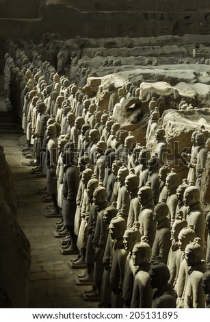 SHAANXI, CHINA Terracotta Army is a collection of terracotta sculptures depicting the armies of Qin Shi Huang, the first Emperor of China. 210-209 BC Taken 24 Mar 2014