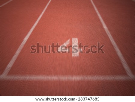 Athletics Track Lane number 4 with speed motion blur