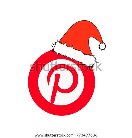 Vector Christmas round icon with letter p isolated on white.