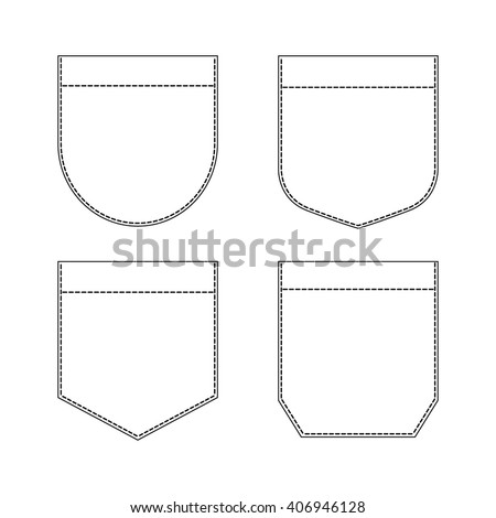 Pocket symbols. Black and white illustration.