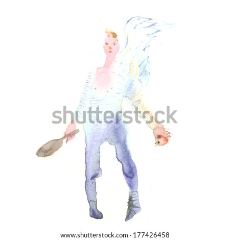 Art illustration of strange kitchen fairy