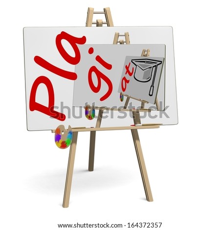 Easel with painting, which is apparently forged, says \