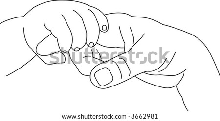 An Image Of A Child Holding His Father'S Hand Stock Vector Illustration ...