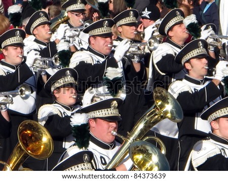 PASADENA, CA - JANUARY 1: The Ohio University Marching Band preformed in the 121st Tournament of Roses Parade on January 1, 2010 in Pasadena, California.