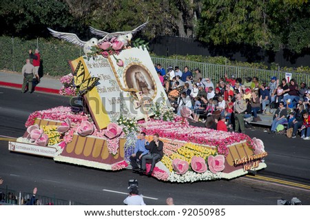 PASADENA, CA - JANUARY 2: Lutheran Hour Ministries Float called: Gods Promise, participated in the 123rd Tournament of Roses Parade on January 2, 2012 in Pasadena, California.