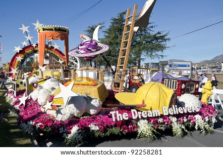 PASADENA, CA - JANUARY 3: Discover Card Float Called: Dream Believers, participated in the 123rd Tournament of Roses Parade and was on display on January 3, 2012 in Pasadena, California.