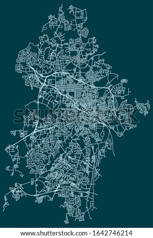 Road map of Durham, North Carolina, United States