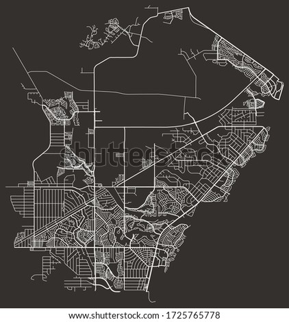 Street city map Rio Rancho, New Mexico, USA, with highways, major and minor roads, town footprint plan