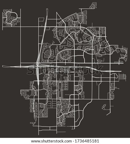 Street map of Goodyear, Arizona, USA, city footprint plan with major and minor roads, lanes, highways, downtown and suburbs
