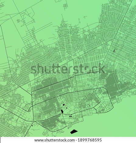 Mogadishu, Somalia - Urban vector city map of African capital city with parks, roads and railways, minimalist town plan design poster, city center, downtown, transit network, blueprint