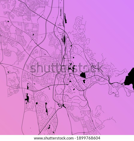 Windhoek, Namibia - Urban vector city map of African capital city with parks, roads and railways, minimalist town plan design poster, city center, downtown, transit network, blueprint