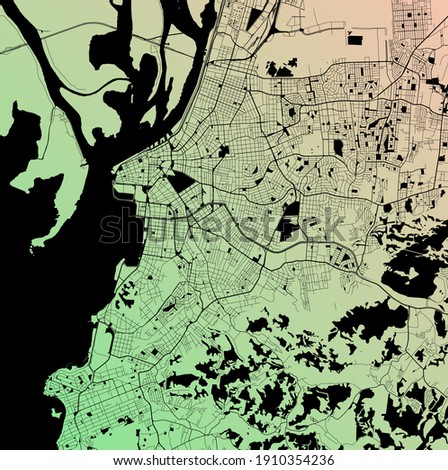 Porto Alegre, Rio Grande do Sul, Brazil (BRA) - Urban vector city map with parks, rail and roads, highways, minimalist town plan design poster, city center, downtown, transit network