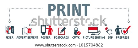 banner printing vector banner design concept with printing icons on white background 