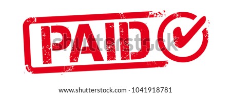 paid rubber stamp red grunge vector illustration with check mark