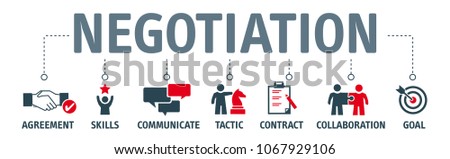Banner negotiation deal agreement collaboration concept vector illustration with keywords and icons