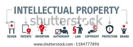 Banner Intellectual Property vector illustration concept with keywords and icons