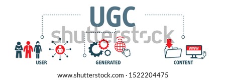 UGC. User-generated Content Vector Illustration Concept with Keywords and Icons