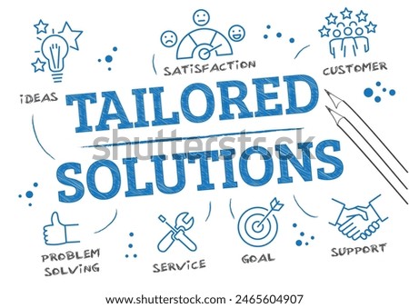 tailored solution sketch - vector illustration with accompanying text on white background