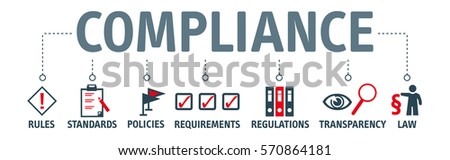 Banner compliance concept. Keywords and pictogram